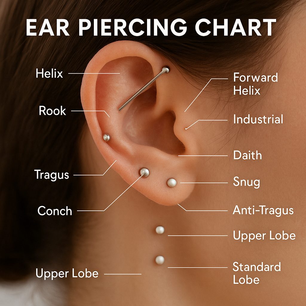ear piercing chart