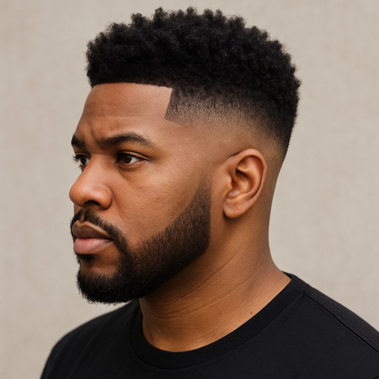 Burst fade haircut for black men
