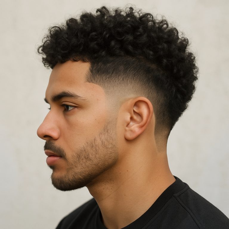 Burst Fade Haircut for Curly Hair