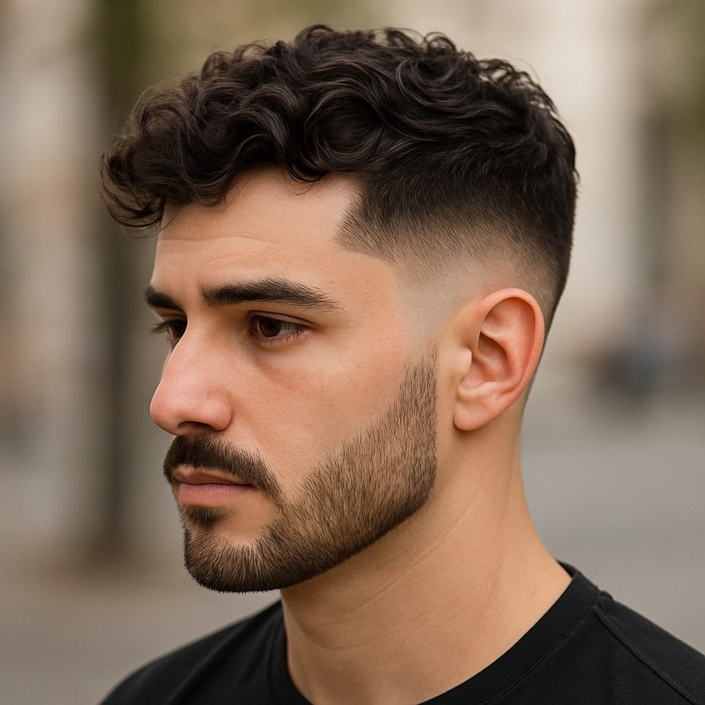 Drop fade with wavy hair